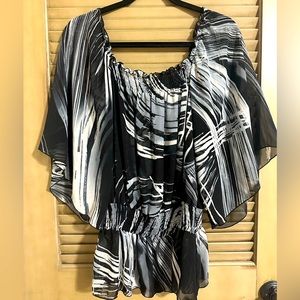 Bison Bisou Michele Bohbot Sheer off shoulder blouse - medium
